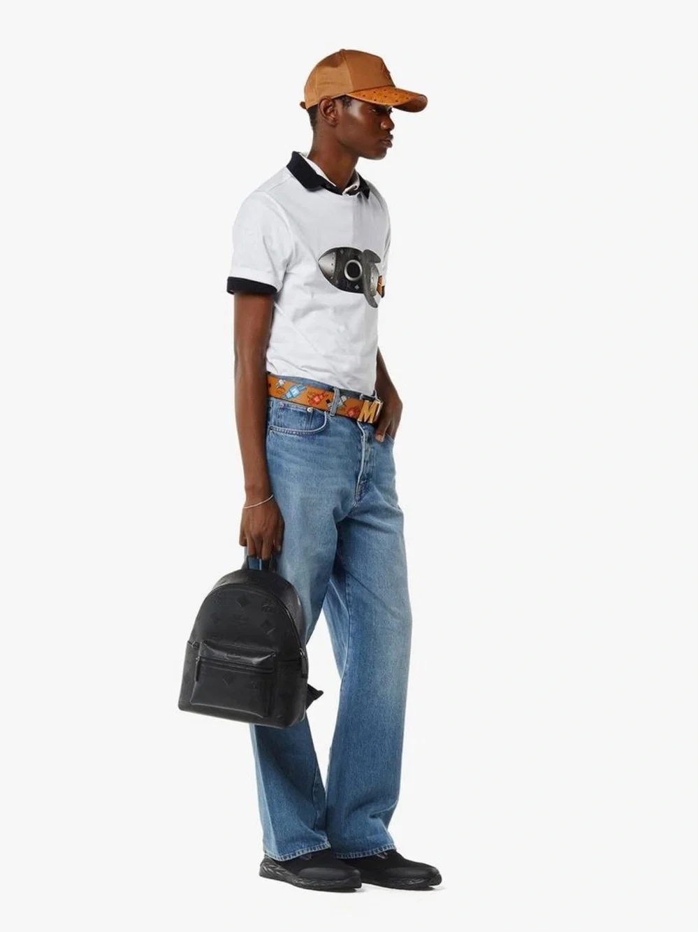 MCM Black Visetos Embossed Mini Backpack